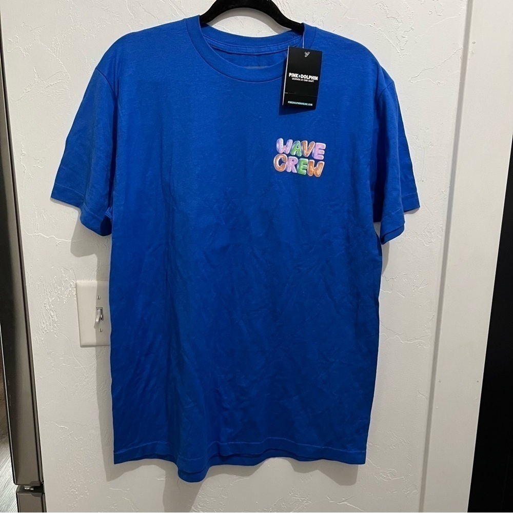 Pink Dolphin Blue Wave Crew Short Sleeve Unisex T Shirt Large